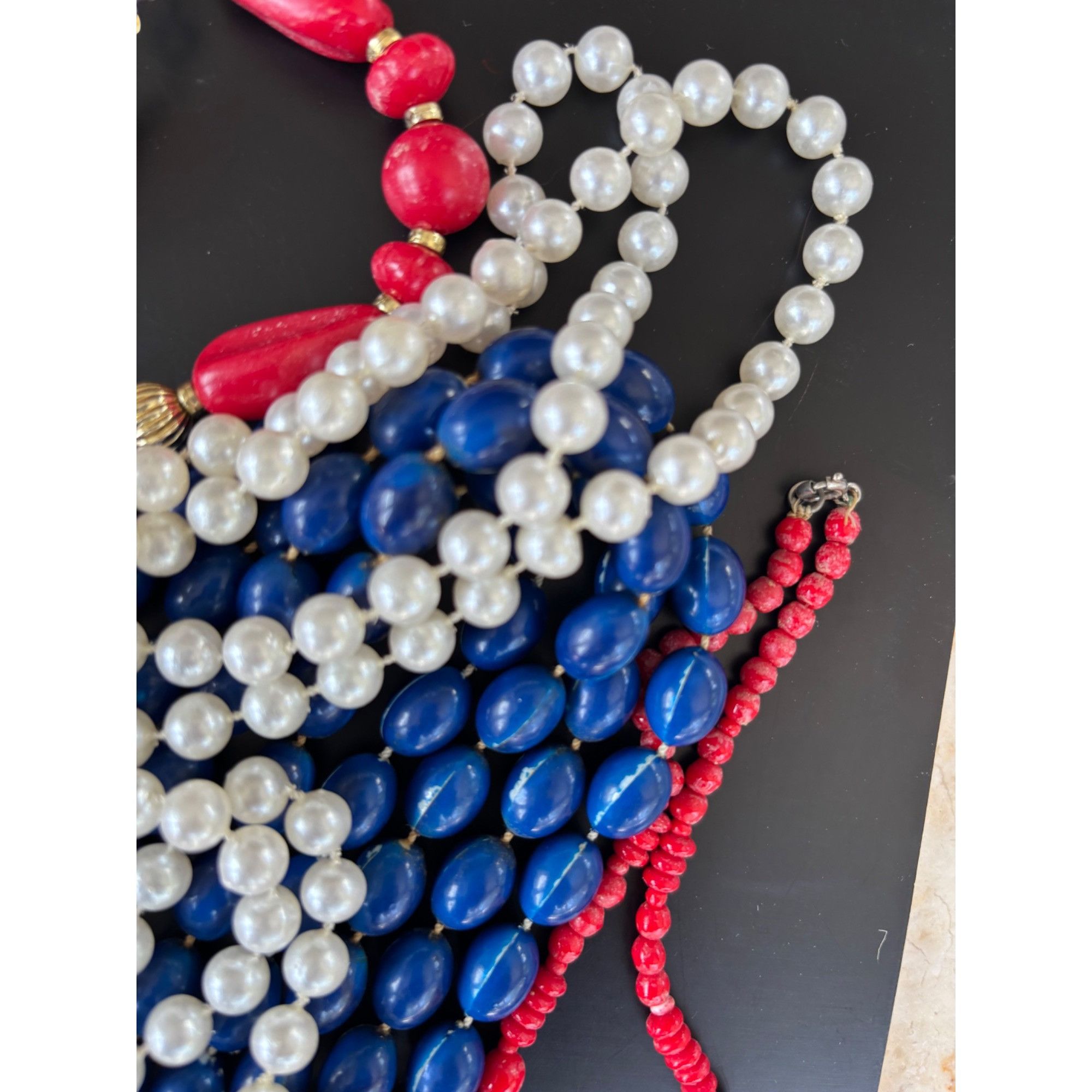 Other Vintage Multi-Strand Beaded Necklaces Set - Red White & Blue Size ONE SIZE - 5 Thumbnail