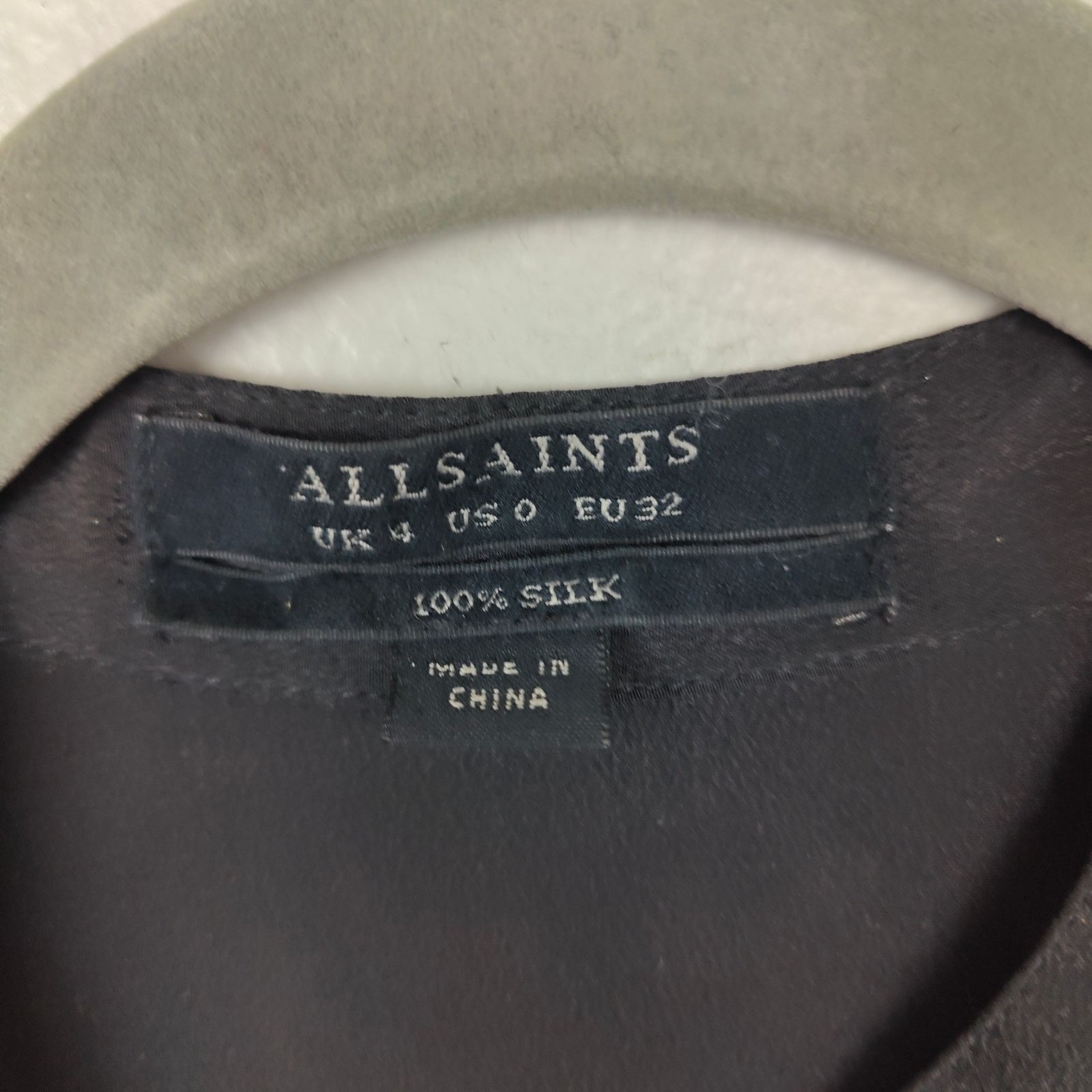 Allsaints AllSaints Sirius Dress Womens 0 Black 100% Silk Shirt Button Size XS / US 0-2 / IT 36-38 - 7 Thumbnail