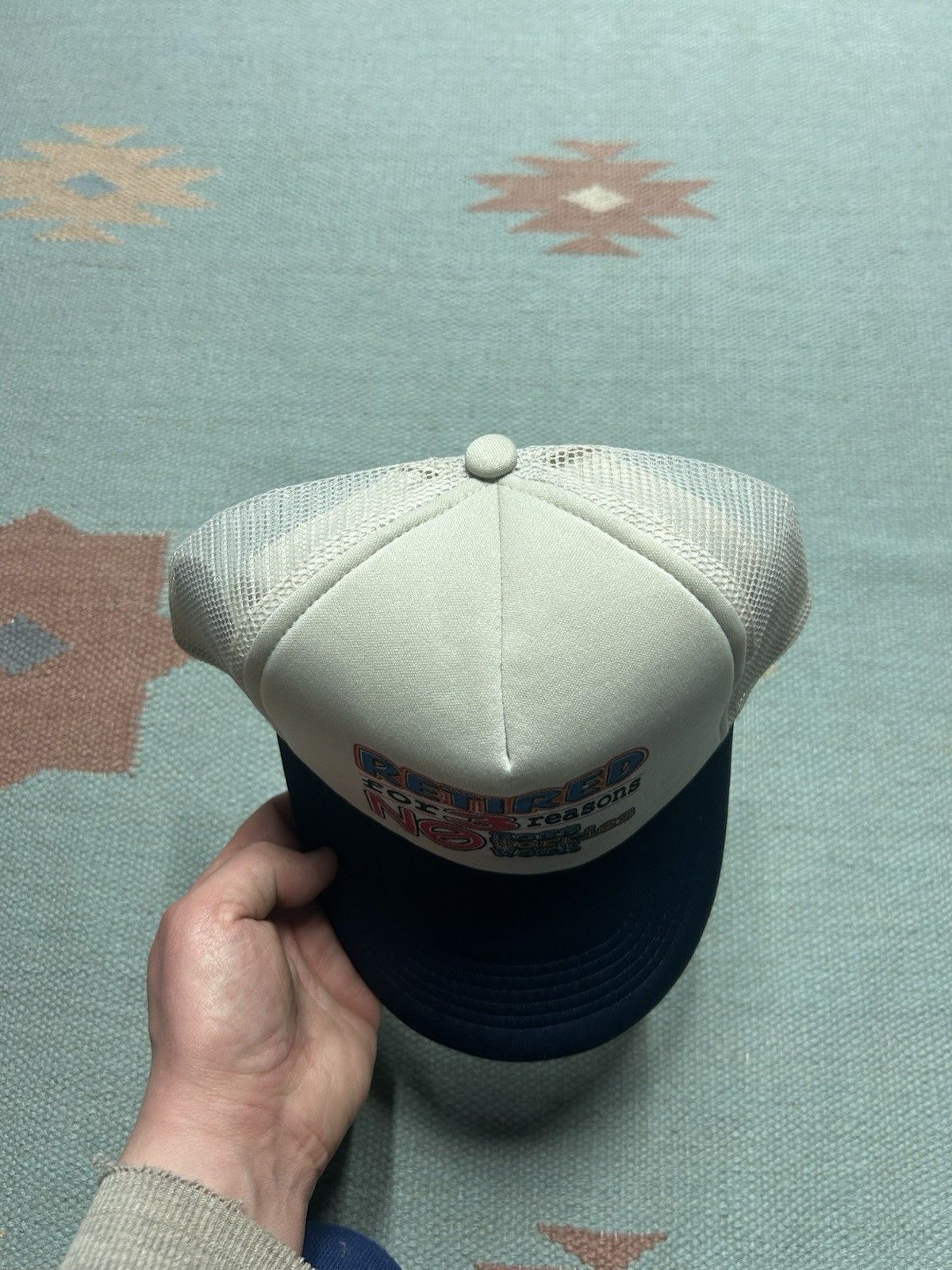 Vintage Vtg trucker hat retired 3 reasons no boss work worries NOS Size ONE SIZE - 3 Thumbnail