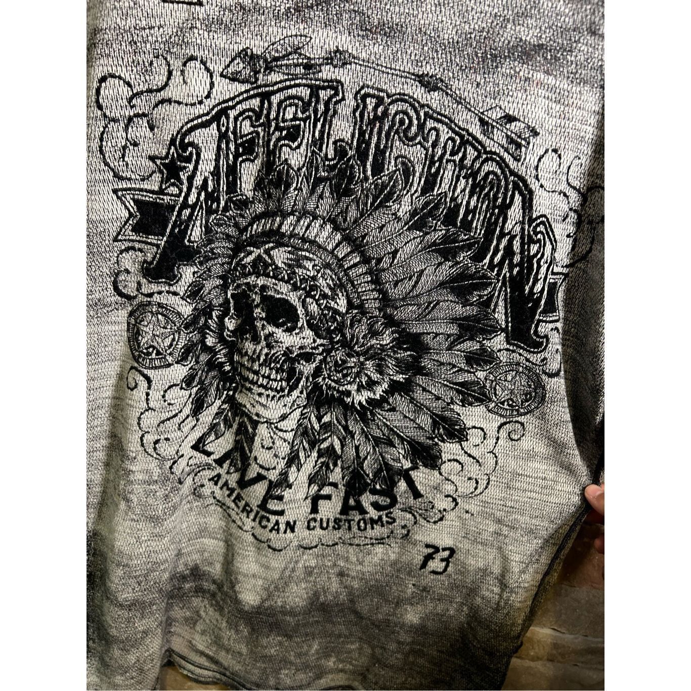 Affliction Vintage 1990s Affliction Thermal Grunge Fire Native Wrench P Size US M / EU 48-50 / 2 - 2 Thumbnail