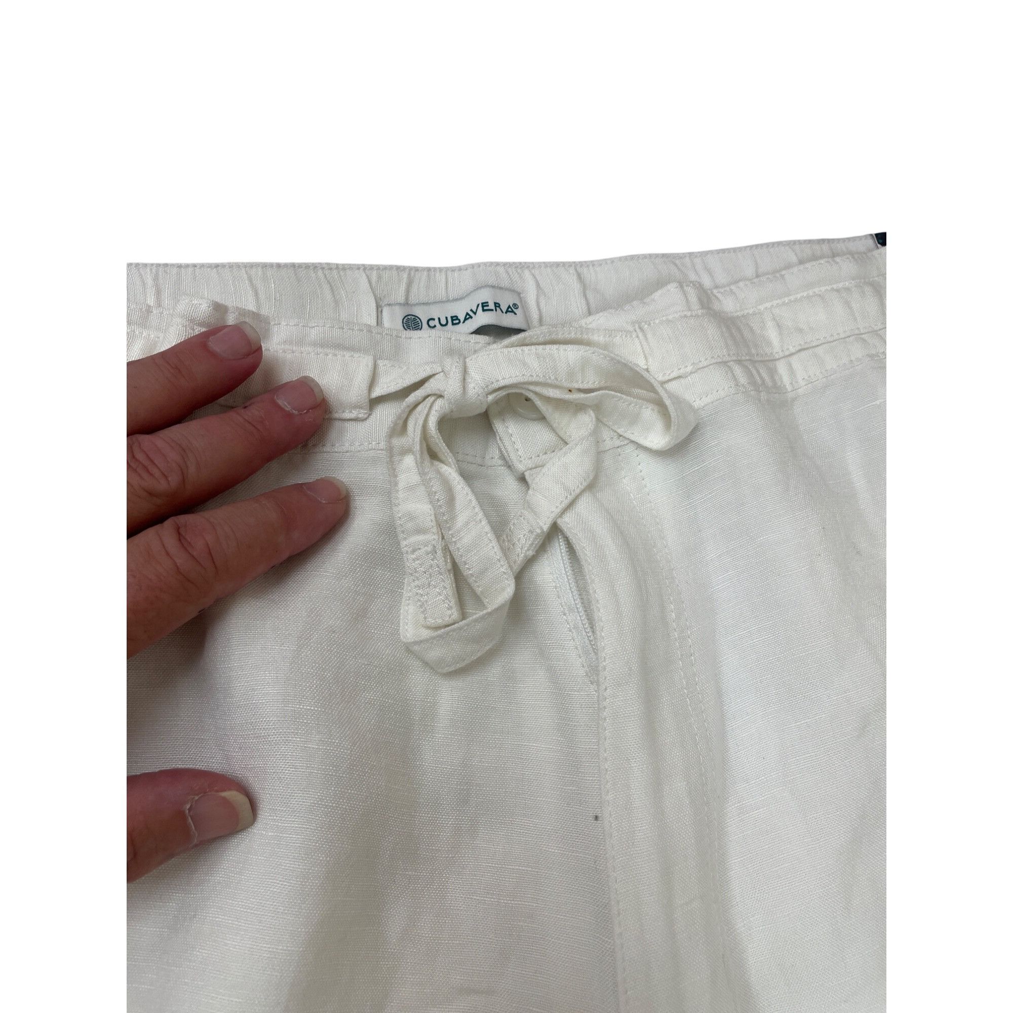 Cubavera Cubavera Womens white linen Blend Drawstring Wide Leg Pants Size 24" / US 00 / IT 34 - 3 Thumbnail