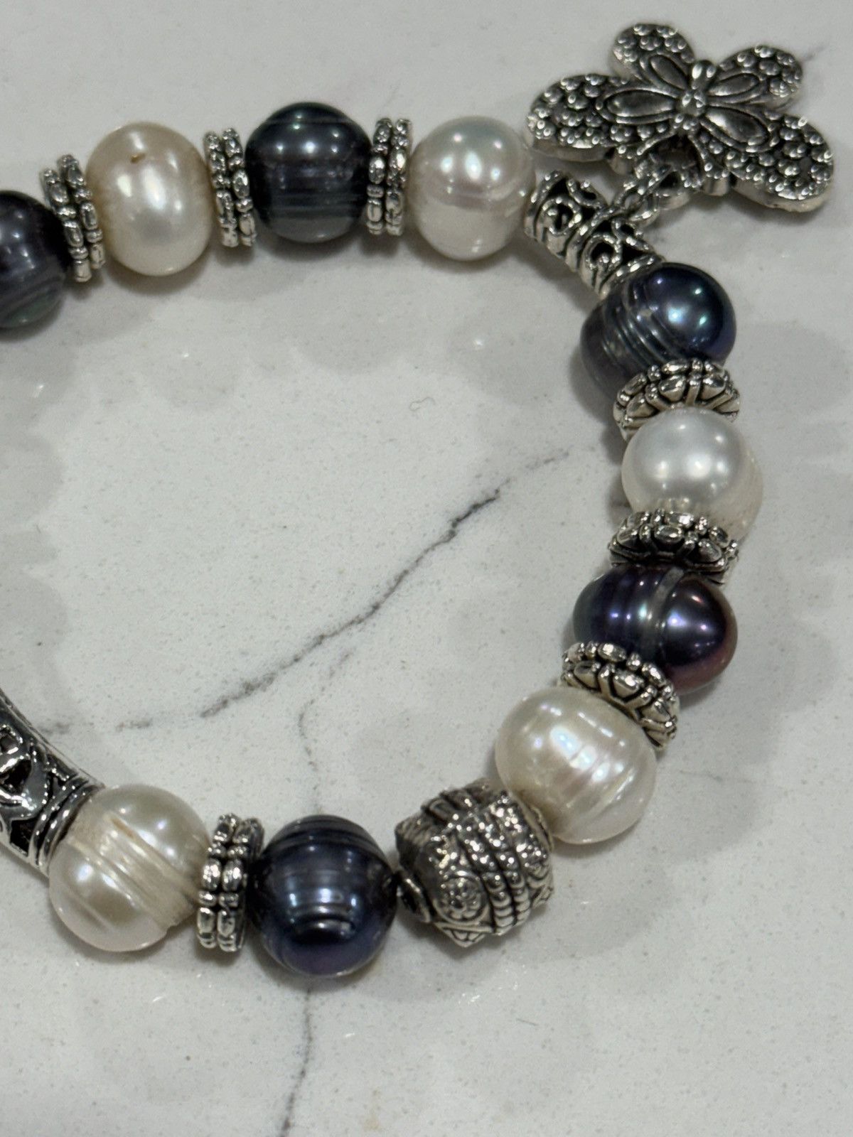 Jewelry Freshwater Pearl Bracelet Butterfly Charm Mixed Pearl Size ONE SIZE - 7 Thumbnail