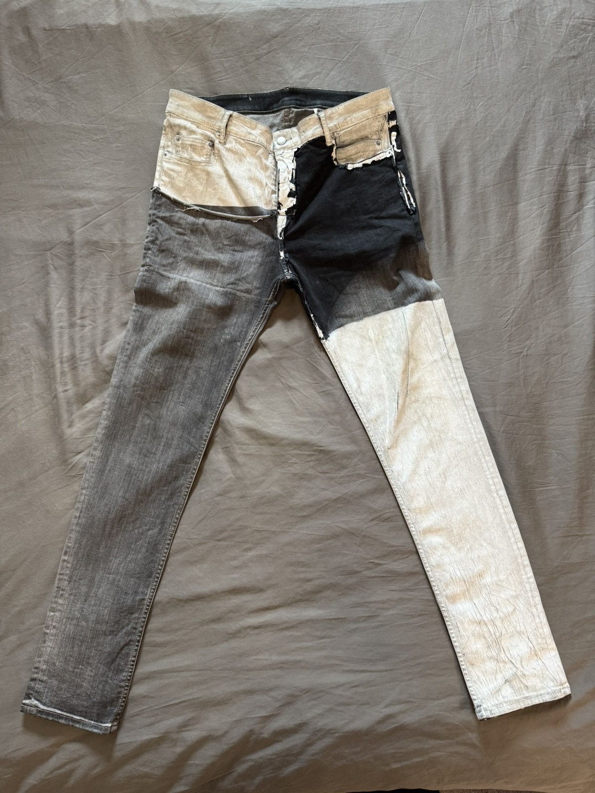 Rick Owens Rick Owens TECUATL S/S 20 White Wax Tyrone Collage Denim Size US 36 / EU 52 - 2 Thumbnail