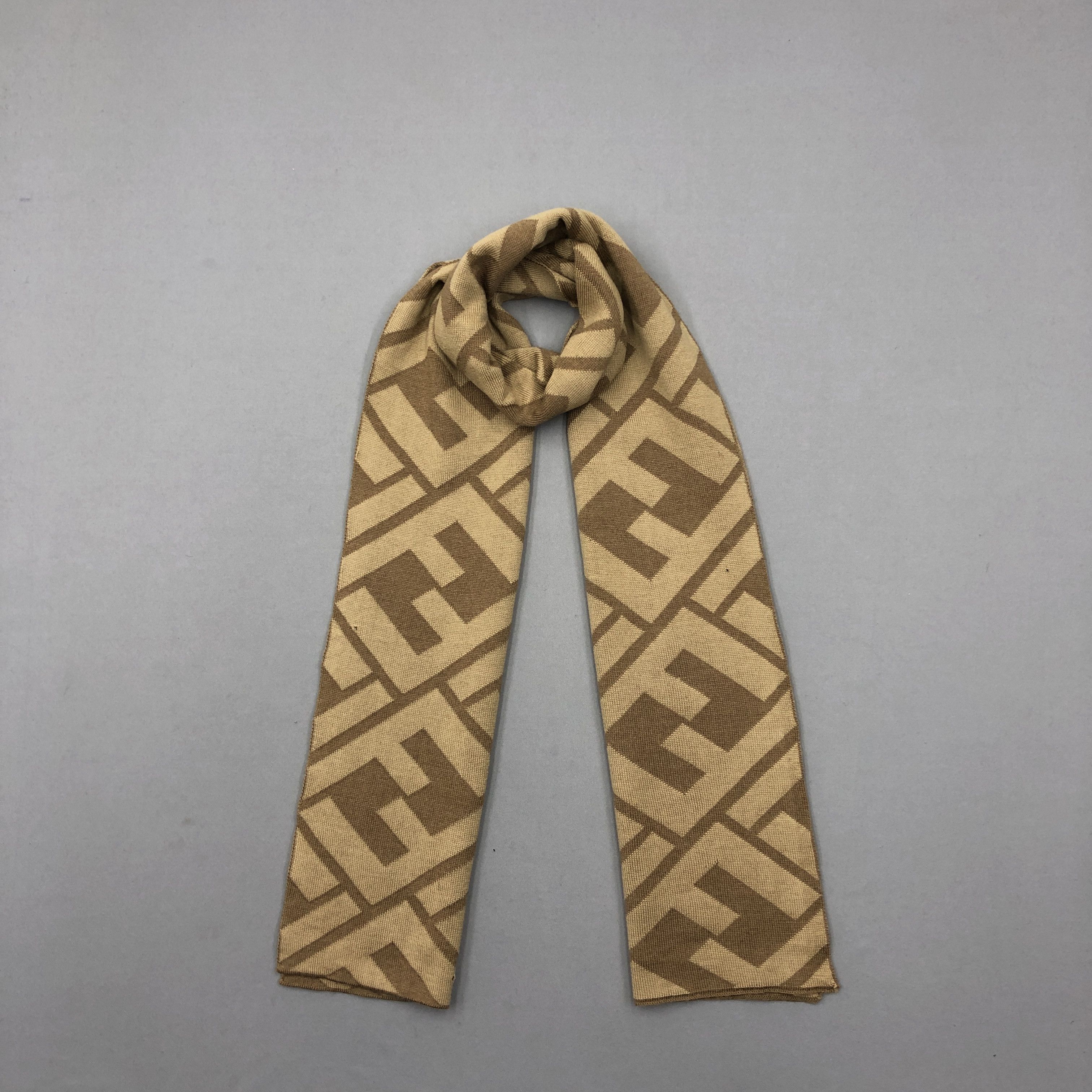 Vintage Fendi Scarf Fendi Zucca FF Monogram Wool Scarves