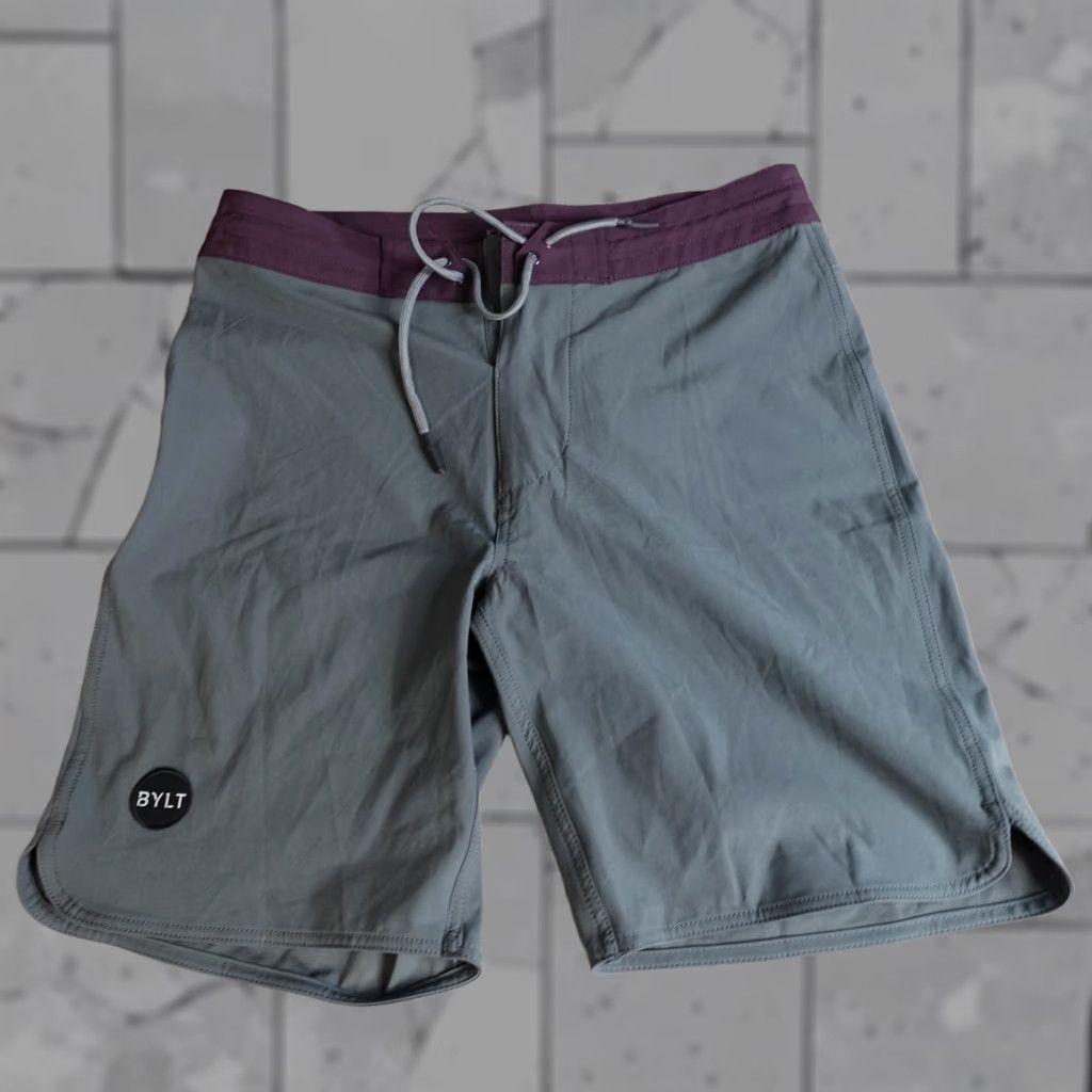Vintage Bylt Mens Shorts Board Shorts Medium Gray Solid Drawstring NEW Size US 31 - 1 Thumbnail