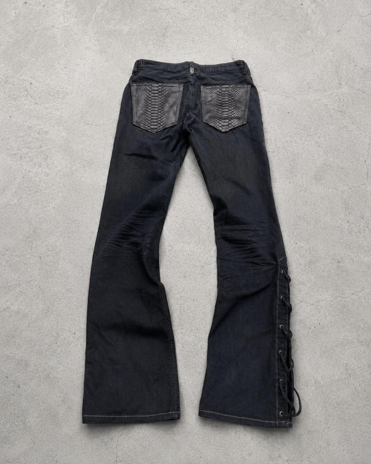 Le Grande Bleu (L.G.B.) Something EDWIN leather lace-up slim flare jeans Size US 27 - 4 Thumbnail