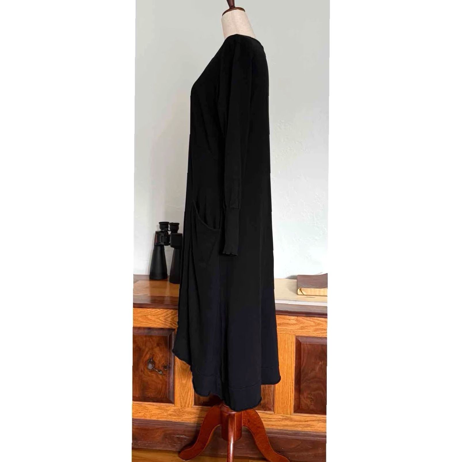 MCM CMC by Color Me Cotton Midi Dress Sz M Artsy Lagenlook Minimalist Black Size M / US 6-8 / IT 42-44 - 5 Thumbnail