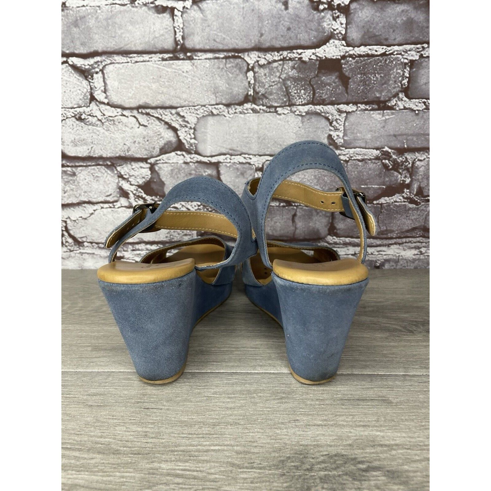 Billy Hill Garnet Hill Blue Suede Leather Wedge Ankle Strap Sandals Wom Size US 9 / IT 39 - 4 Thumbnail