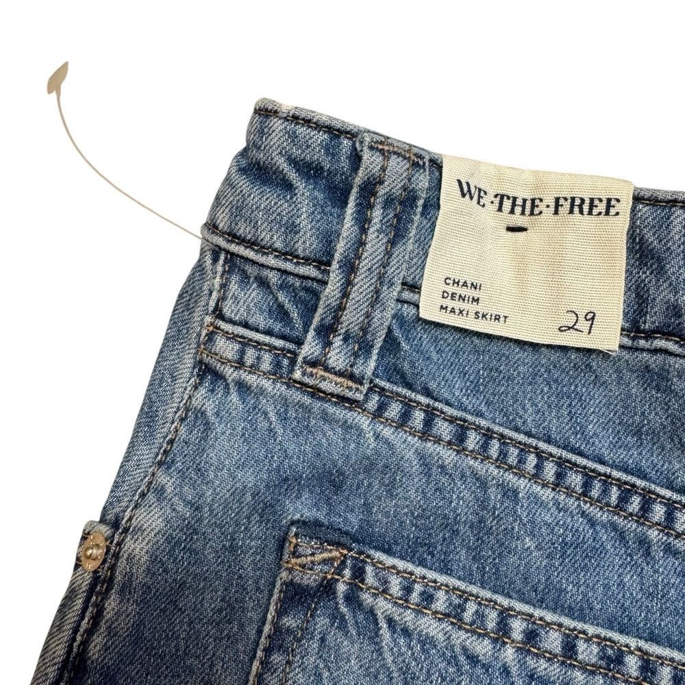 Free People NWT New Free People We The Free Chani Denim Maxi Skirt Size Size 29" - 6 Thumbnail