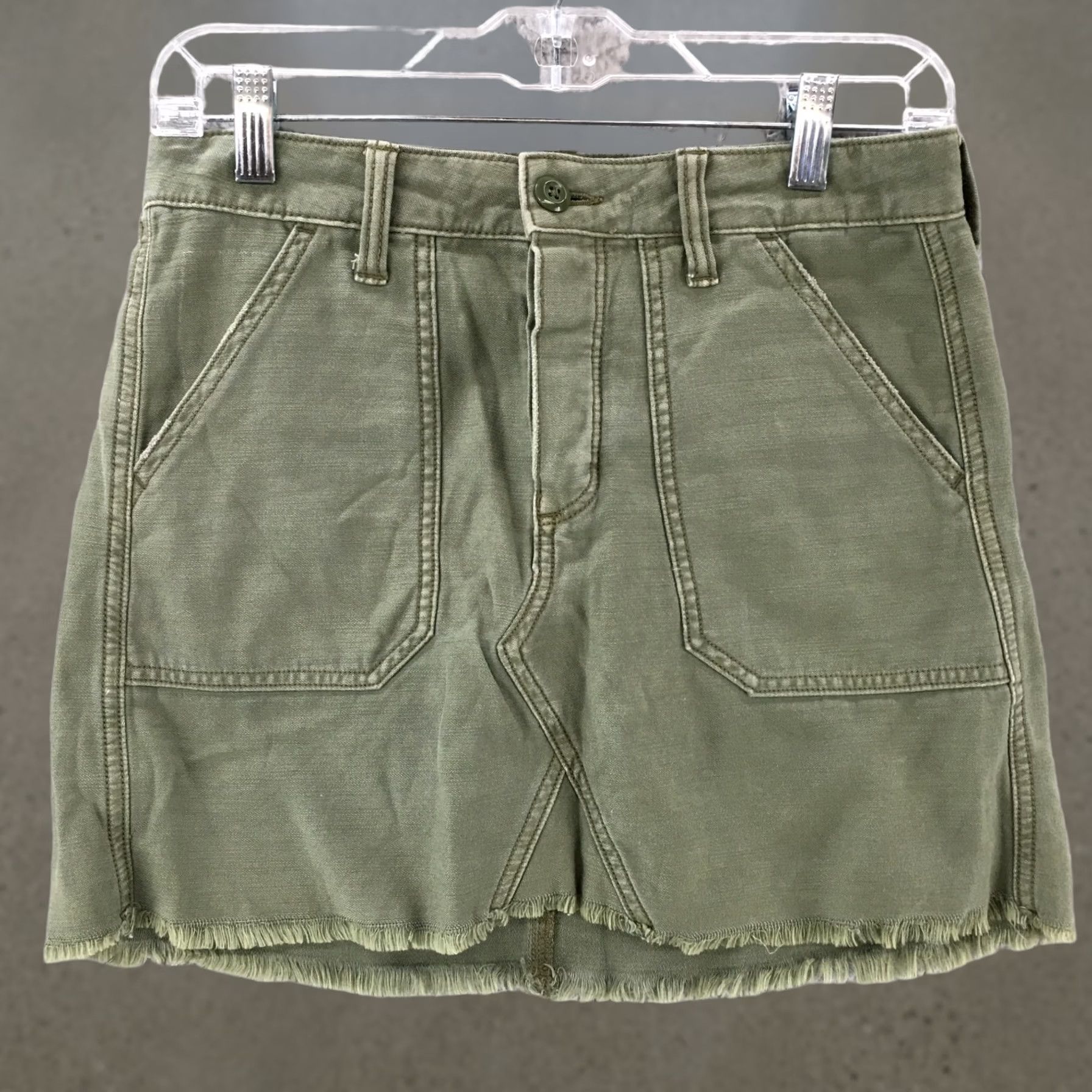 American Eagle Outfitters American Eagle Outfitters Short Mini Skirts Womens 2 Green Cotton Button Fly Skirt Size 26" / US 2 / IT 38 - 1 Thumbnail
