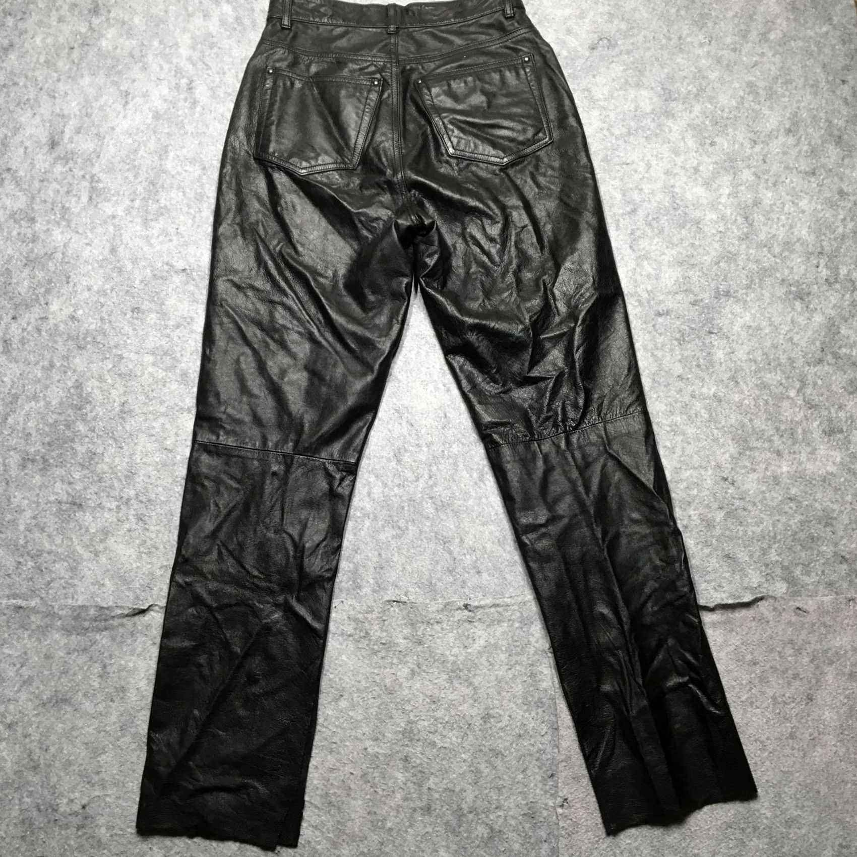 Vintage Wilsons Leather Pants Womens 8 Black Straight Leg Lined Casual 5 Pocket Mens? Womens Size 30" / US 8 / IT 44 - 6 Thumbnail
