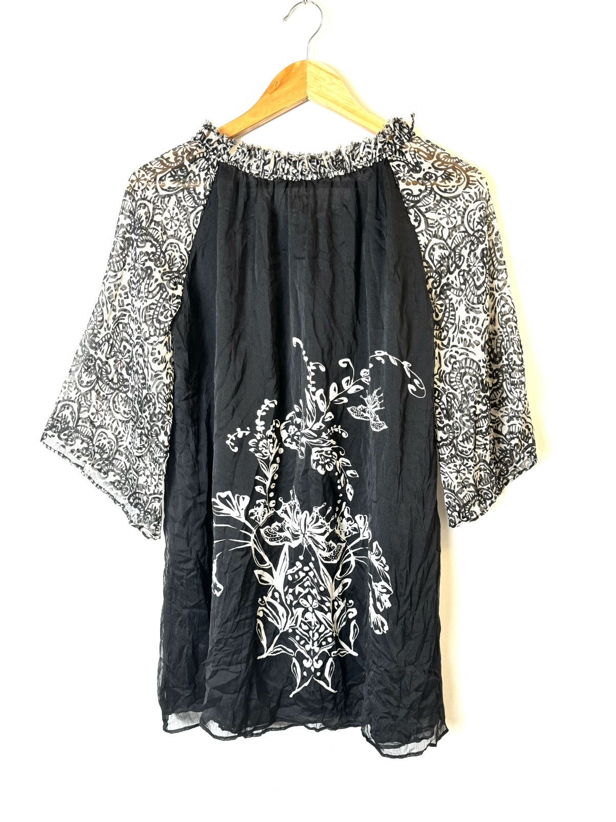 Other Black white ruffle sleeves bohemian blouse Size M / US 6-8 / IT 42-44 - 3 Thumbnail