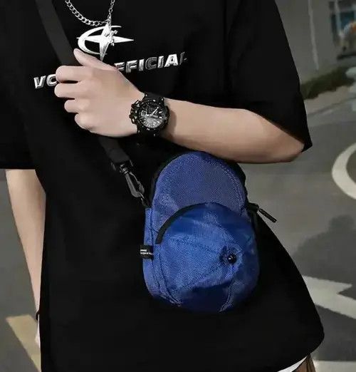 Cap Shape Shoulder Bag in Blue, Men's