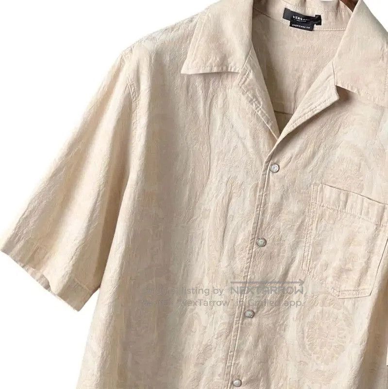 Versace Versace Beige Cotton Short Sleeve Shirt for Summer . Size US S / EU 44-46 / 1 - 5 Thumbnail