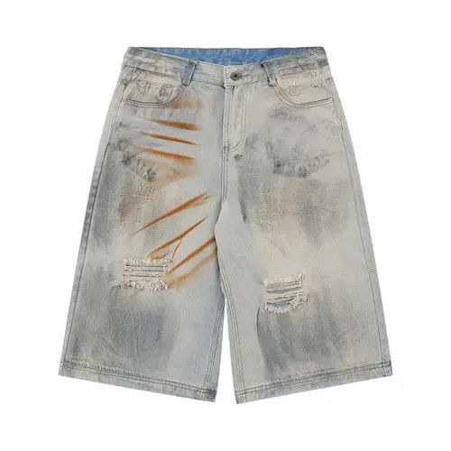 VIBE Dirty Mud Ripped Jorts Y2K Short Denim Size US 30 / EU 46 - 5 Thumbnail