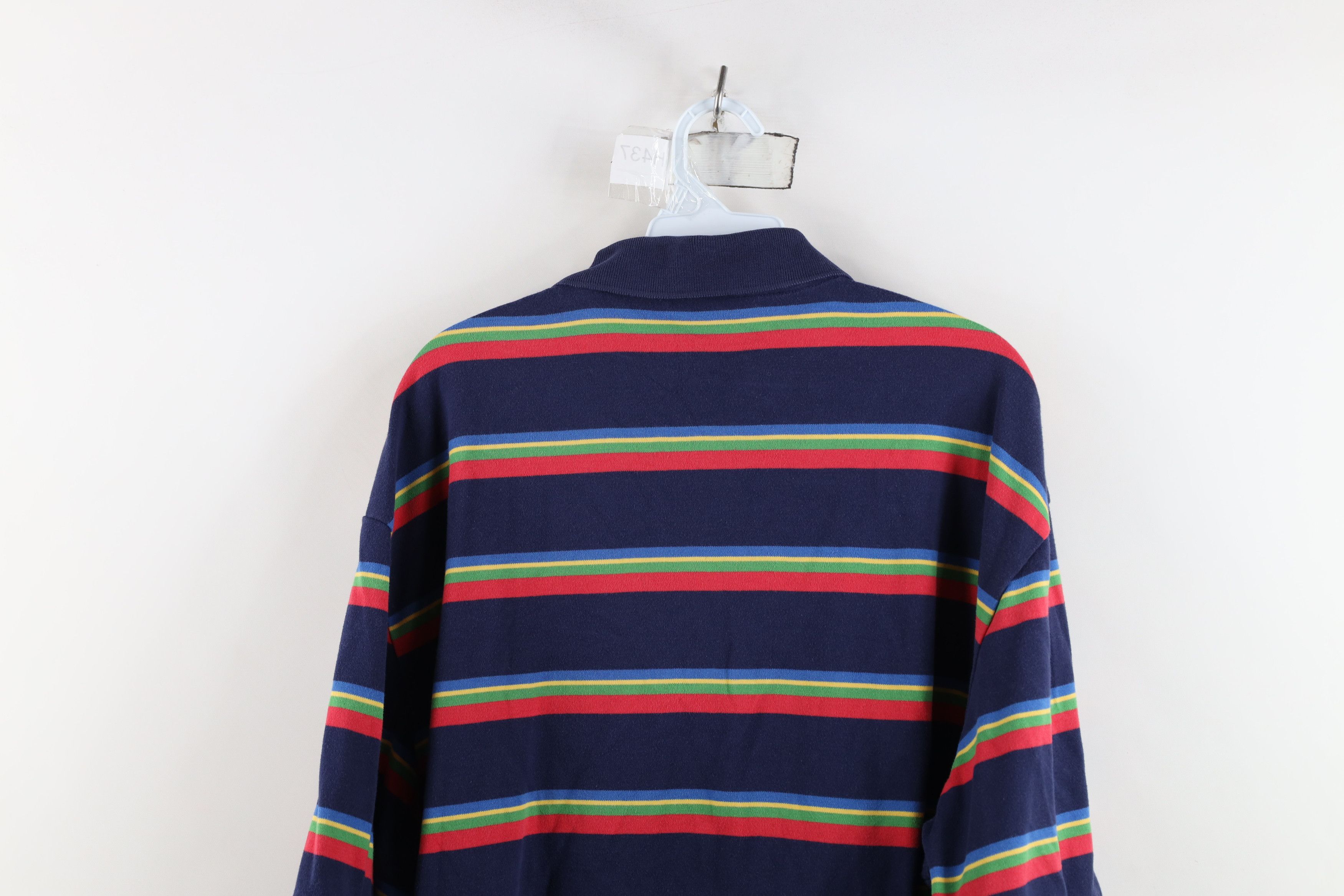 Vintage Vintage 90s Streetwear Rainbow Striped Collared Golf Polo Size US XXL / EU 58 / 5 - 13 Thumbnail