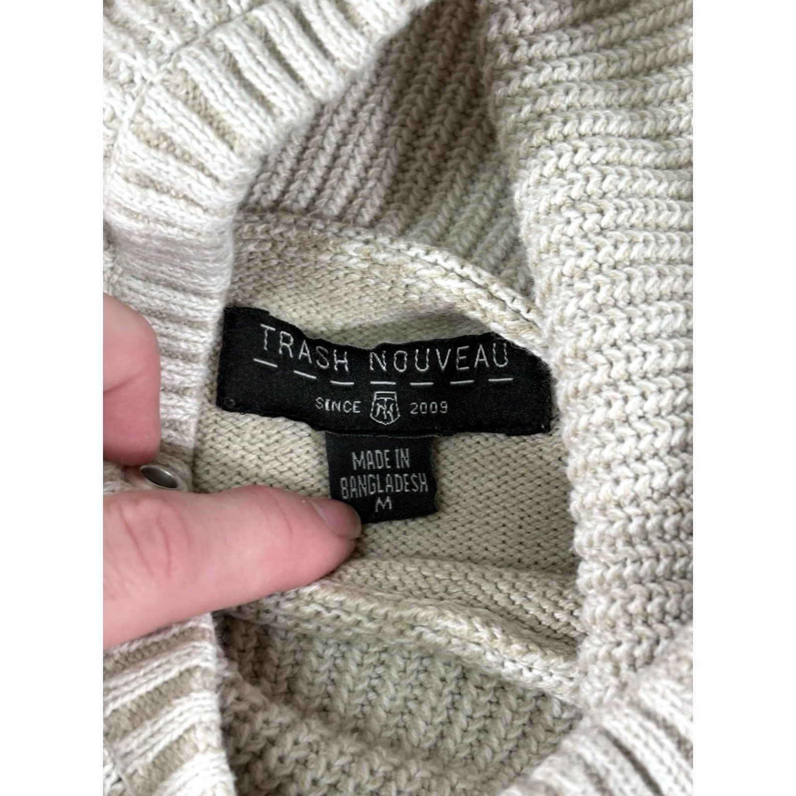 Vintage Trash Nouveau Mens Size Medium Beige Striped Mock Neck Long Sleeve Sweater Size US M / EU 48-50 / 2 - 3 Thumbnail