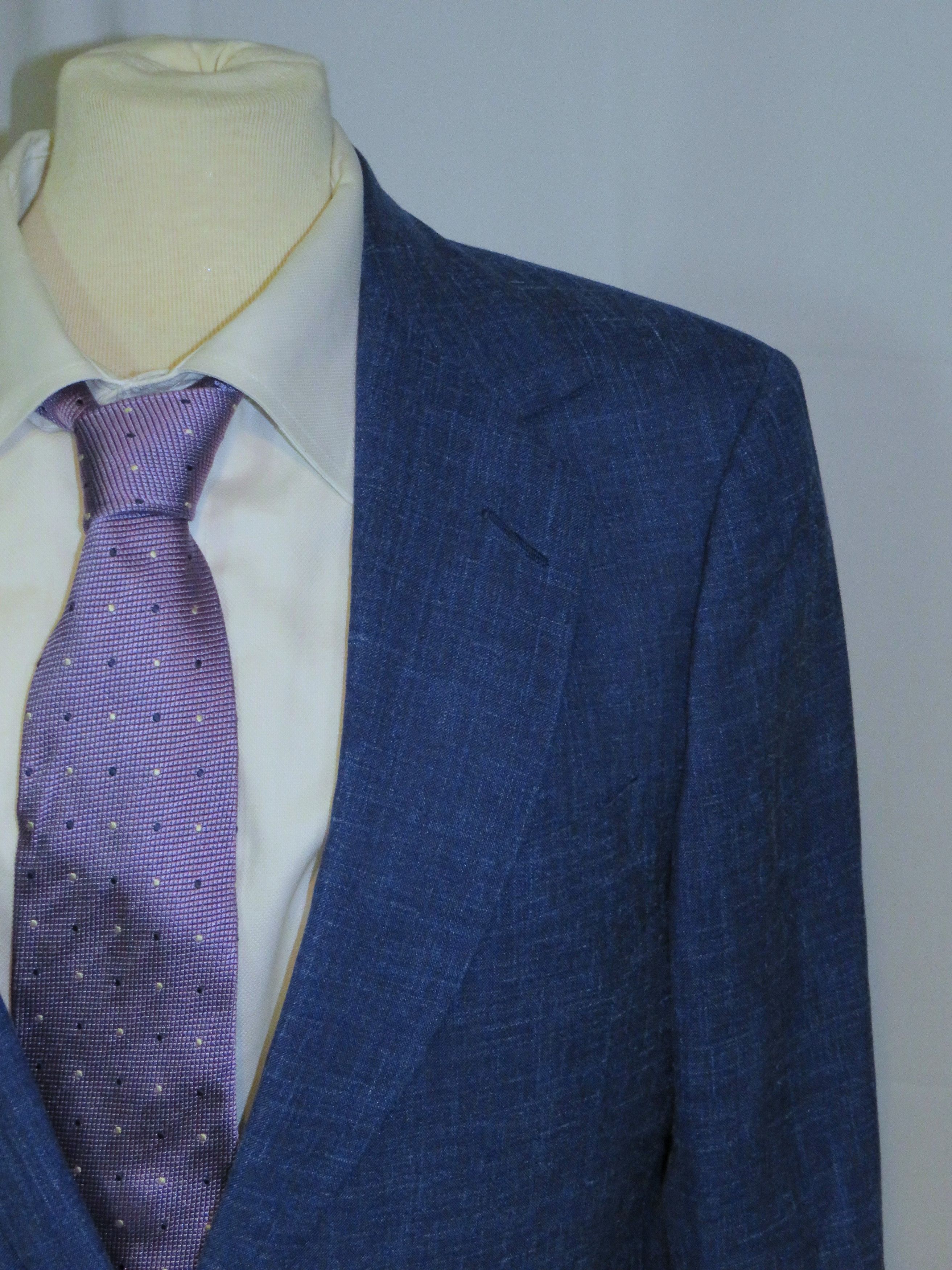 Huntsman Savile Row Bespoke Blue Melange One Button Sport Coat 36S Size 36S - 3 Thumbnail