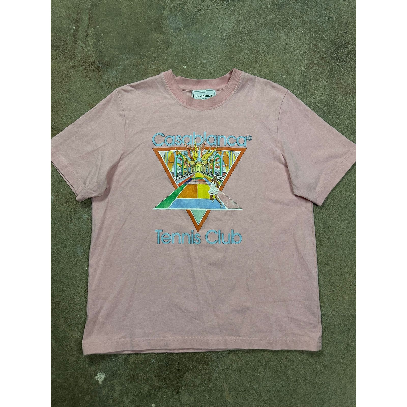 Casablanca Tennis Club Tee Pink Multi Used XL