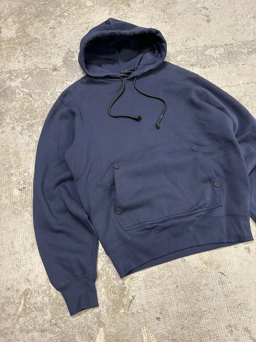 Helmut Lang × Vintage Helmut Lang Navy Simple Buttoned Hoodie Size US M / EU 48-50 / 2 - 5 Thumbnail