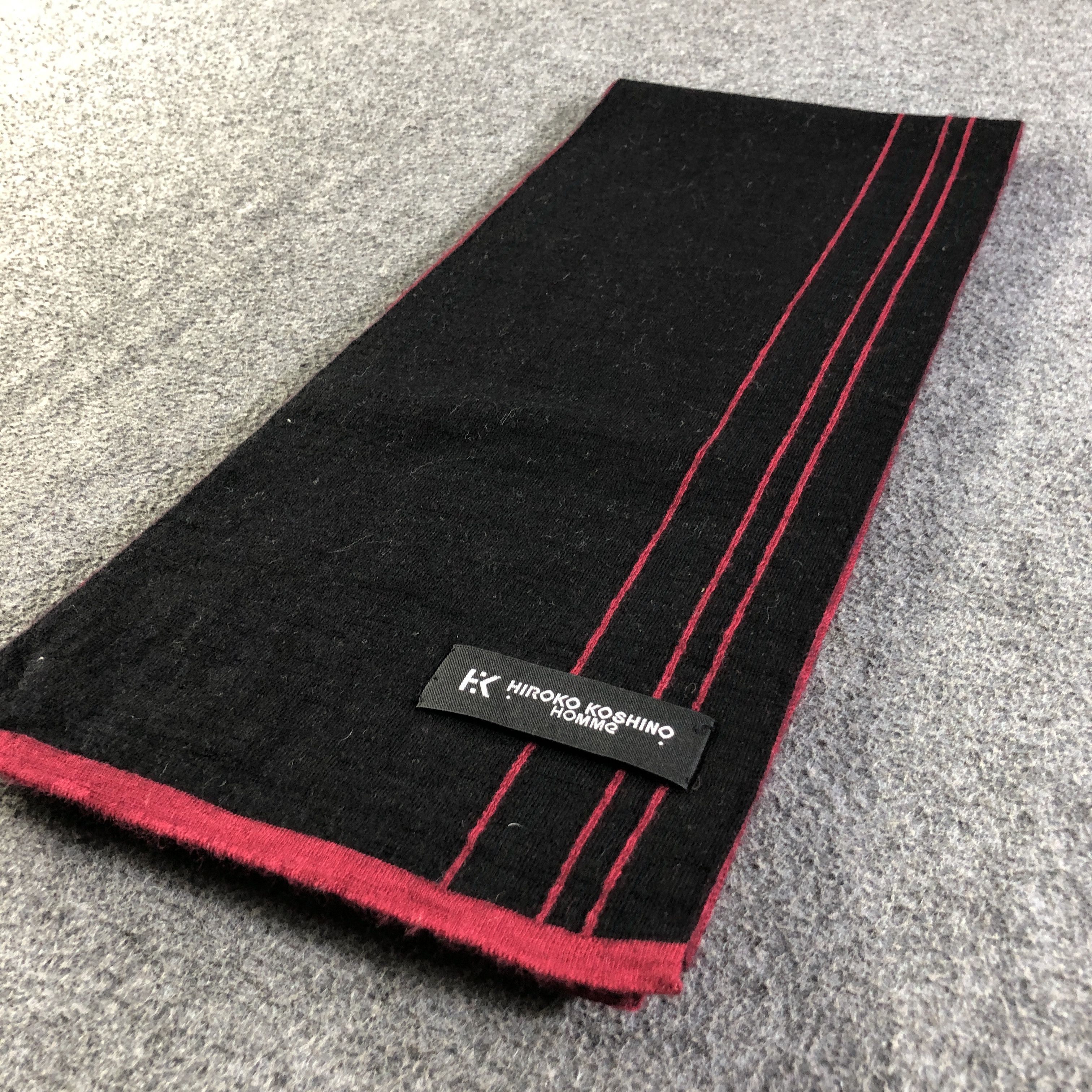 Hiroko Koshino Homme Hiroko Koshino Striped Merino Scarf Muffler Neckwear V2726 Size ONE SIZE - 3 Thumbnail