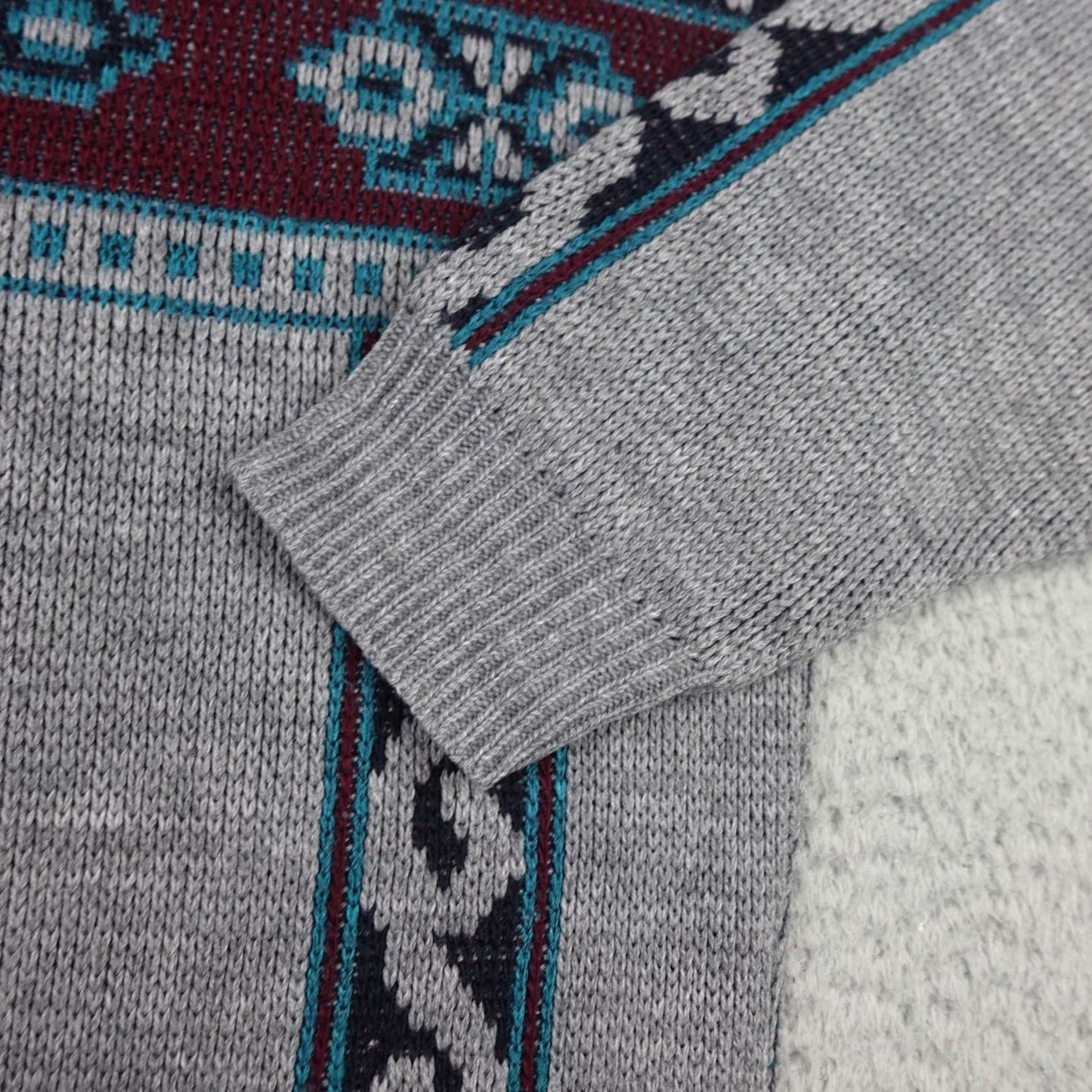 Vintage VINTAGE Bonjour Sweater Mens XL Gray Geometric Acrylic Pullover Made USA 90s Size US XL / EU 56 / 4 - 6 Thumbnail