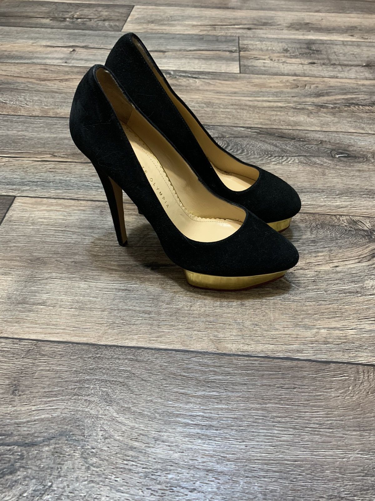 Charlotte Olympia × Designer Charlotte Olympia Dolly Platform Pumps Black Suede Heels Size US 8.5 / IT 38.5 - 2 Thumbnail