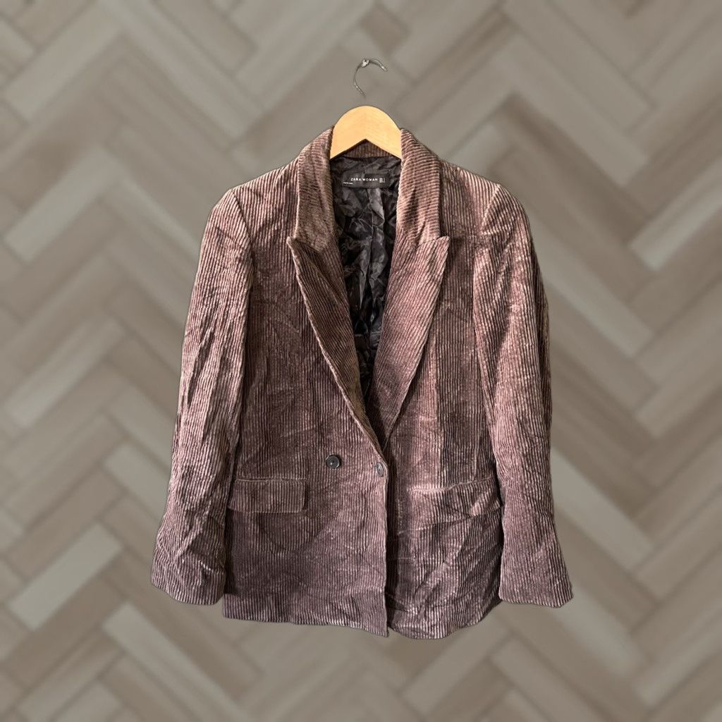 Zara Zara Blazer Jacket Women Ribbed Coruduroy Brown Size S Brown Ribbed Coat? Size S / US 4 / IT 40 - 1 Thumbnail