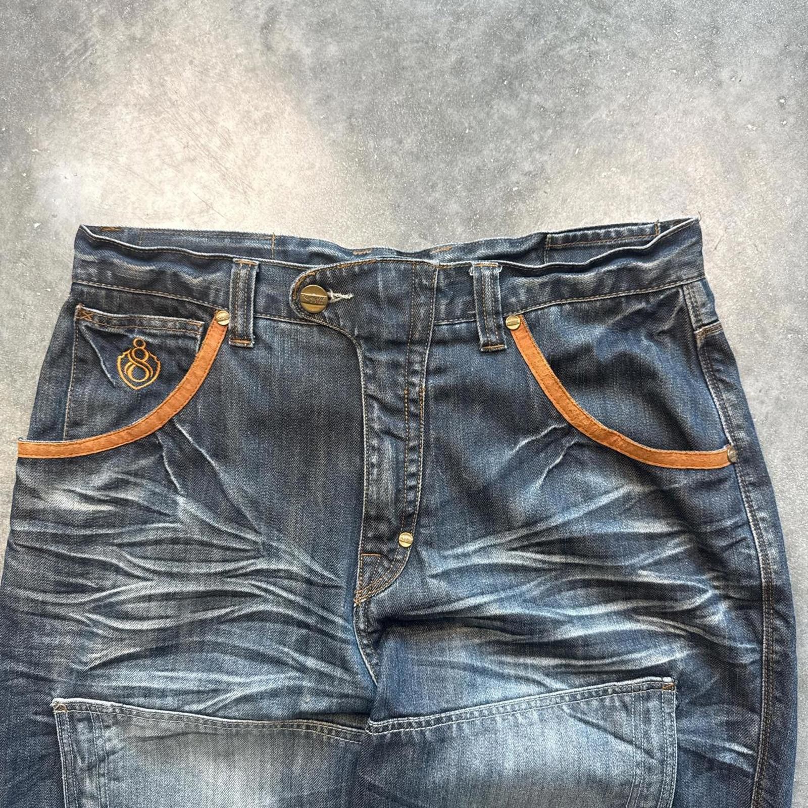 Eighty Eight Eight 732 Vintage 90's Cargo Denim Jeans & Multiple Pockets Size US 34 / EU 50 - 3 Thumbnail