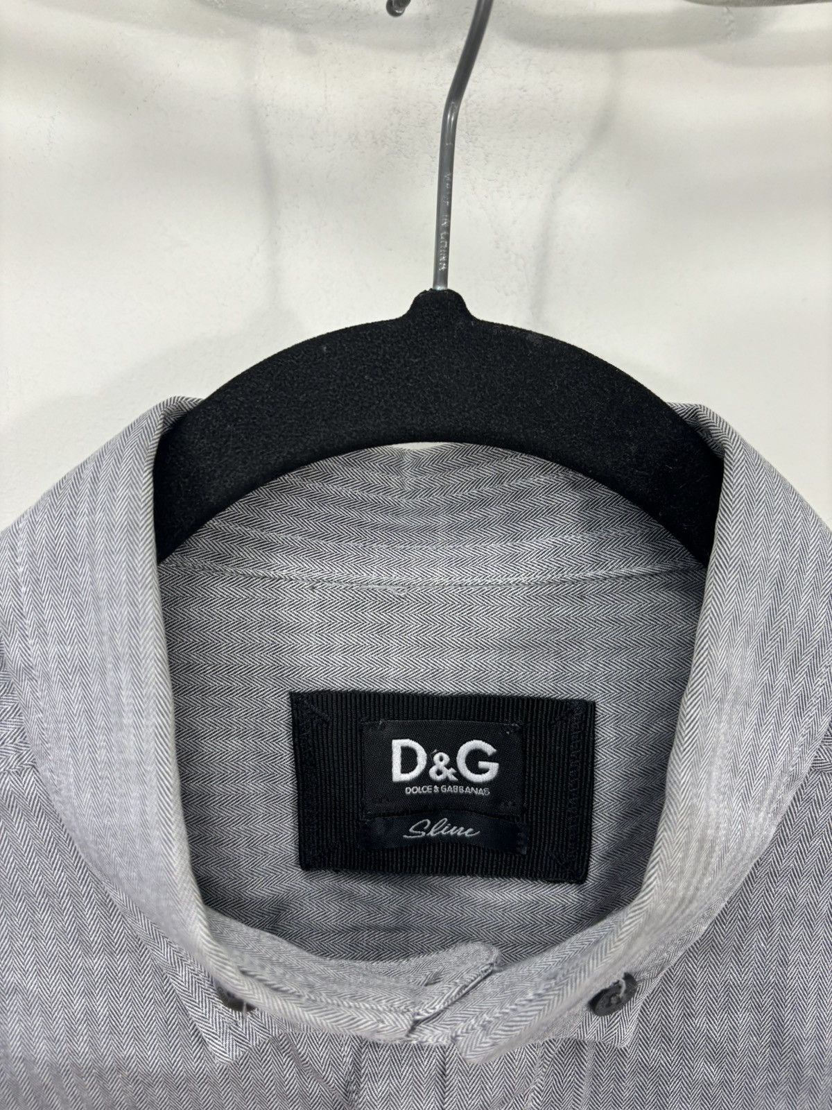 Dolce & Gabbana Dolce & Gabbana Men’s Slim Herringbone Button Down Shirt Size US M / EU 48-50 / 2 - 11 Thumbnail