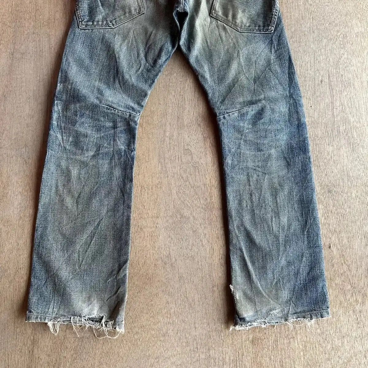 Self Edge RARE💥REDLINE JAPANESE VTG JEAN RIPPED MUDWASH DENIM PANTS Size US 31 - 18 Thumbnail