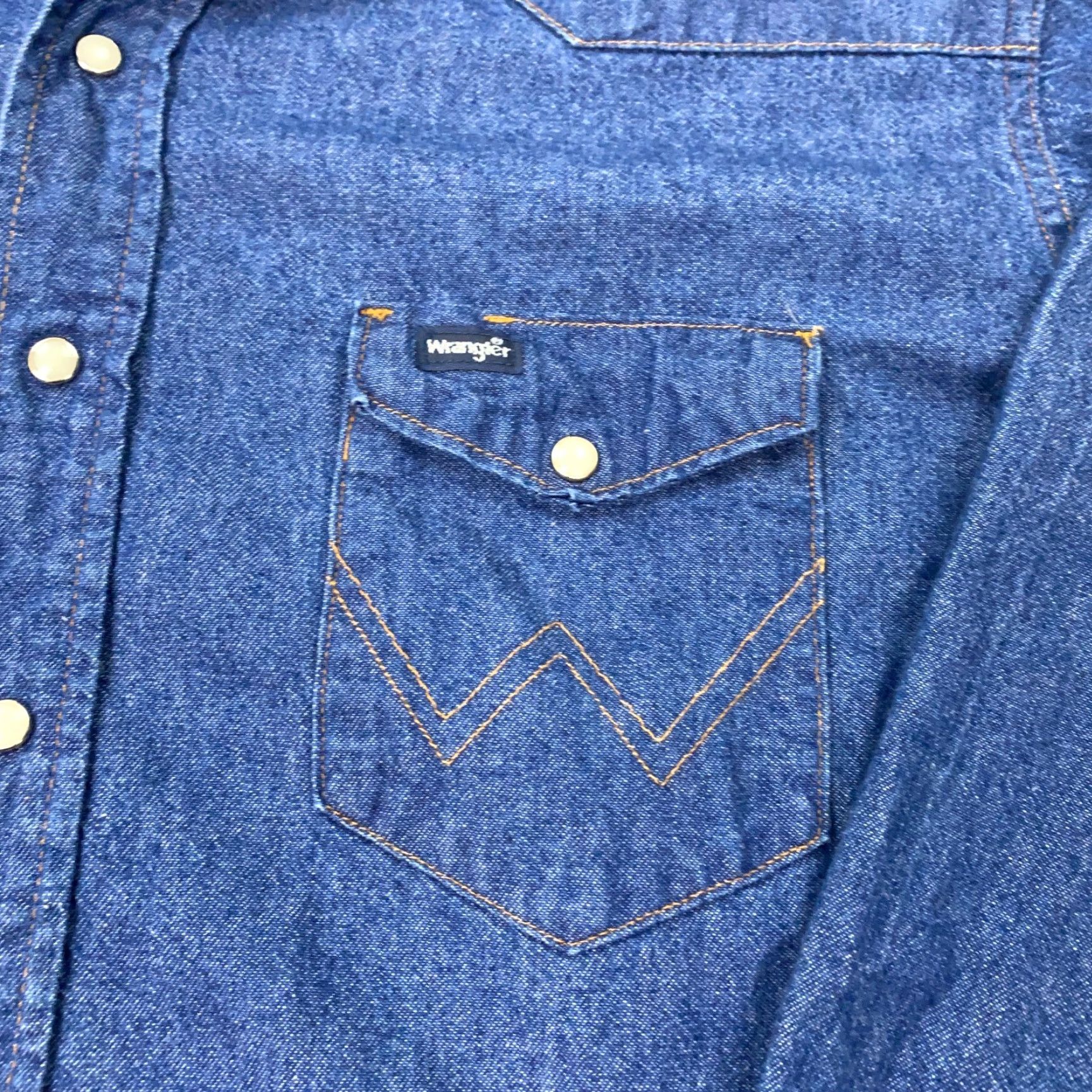 Wrangler VINTAGE Wrangler Denim Shirt Mens 19 Big & Tall Blue Pearl Snap Button-Up 19 Mens Cowboy Western Accessories Size US XXL / EU 58 / 5 - 2 Thumbnail
