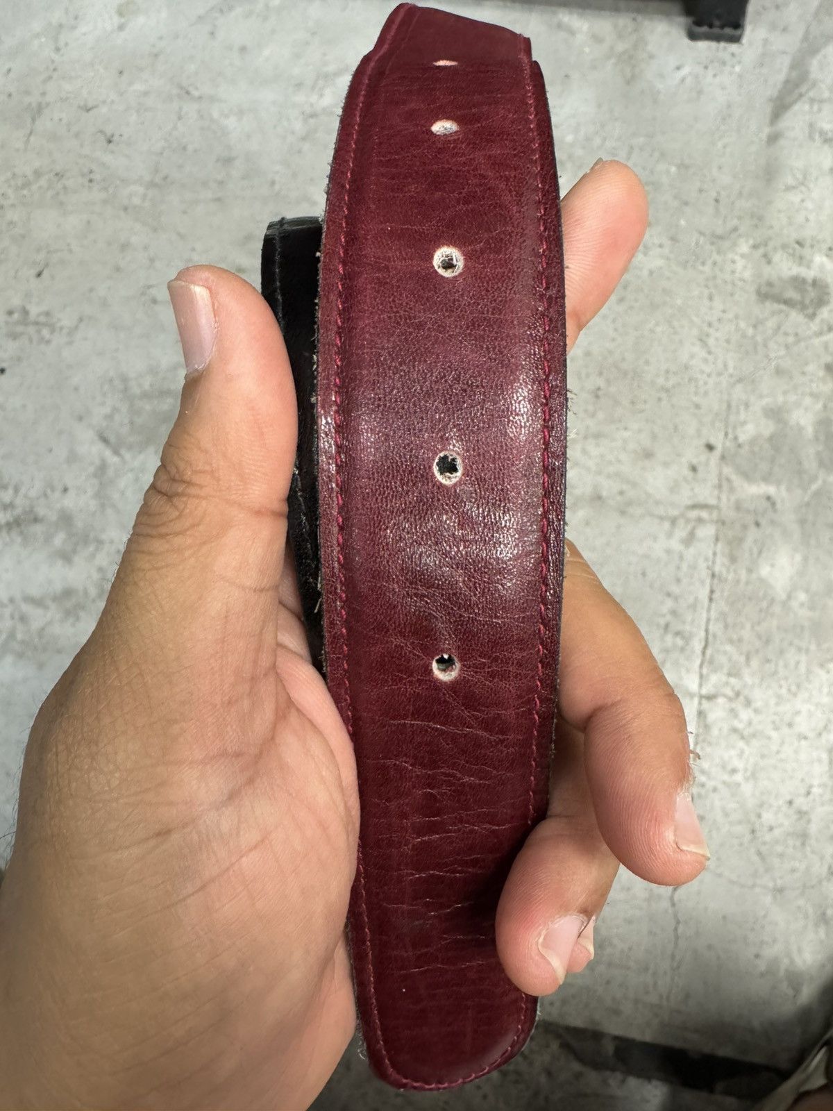 Gucci Rare Vintage Gucci Belt Gold Maroon leather 38 Size ONE SIZE - 6 Thumbnail