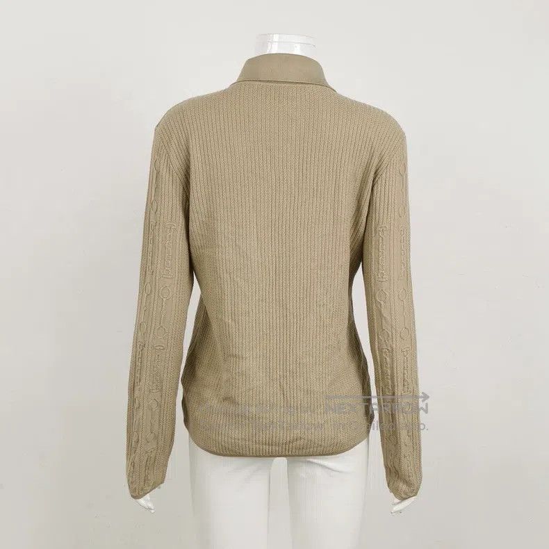 Hermes Hermes Cashmere blend solid color turn-down collar knitwea Size S / US 4 / IT 40 - 2 Thumbnail