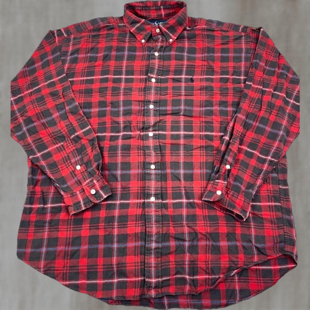 Ralph Lauren Ralph Lauren Button-Up Shirt Men XL Red Black Plaid Flannel Blaire Tartan Comfort Casual Size US XL / EU 56 / 4 - 1 Thumbnail