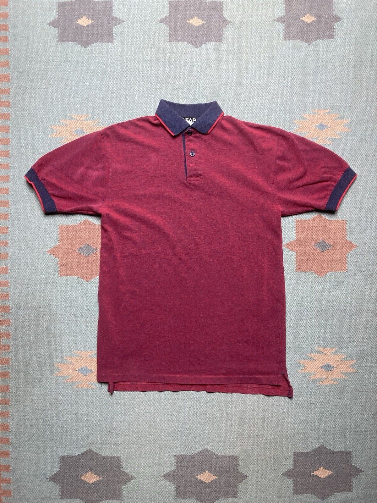 Vintage VTG polo shirt ASAP short sleeve red 2 tone USA made small Size US S / EU 44-46 / 1 - 1 Thumbnail