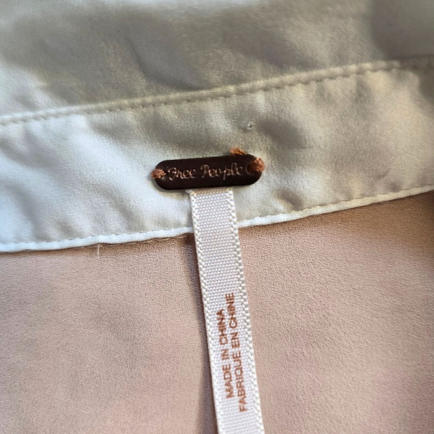Free People Free People Top Womens Size Small Beige Two Tone Button Sheer Oversized Casual Shirt Size S / US 4 / IT 40 - 5 Thumbnail
