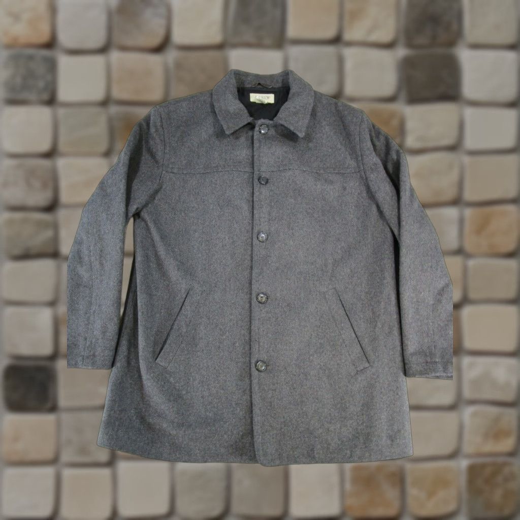 J.Crew Coat Mens Medium Gray Wool Jacket Overcoat - Coat Gray Wool J.CREW Mens M