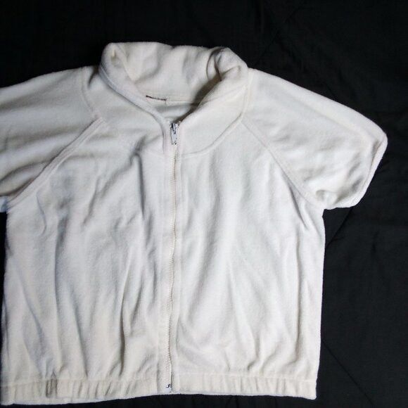 Other Vintage 60s Terry Cloth Zipper Shirt Top Short Sleeve Blouse Size M / US 6-8 / IT 42-44 - 3 Thumbnail