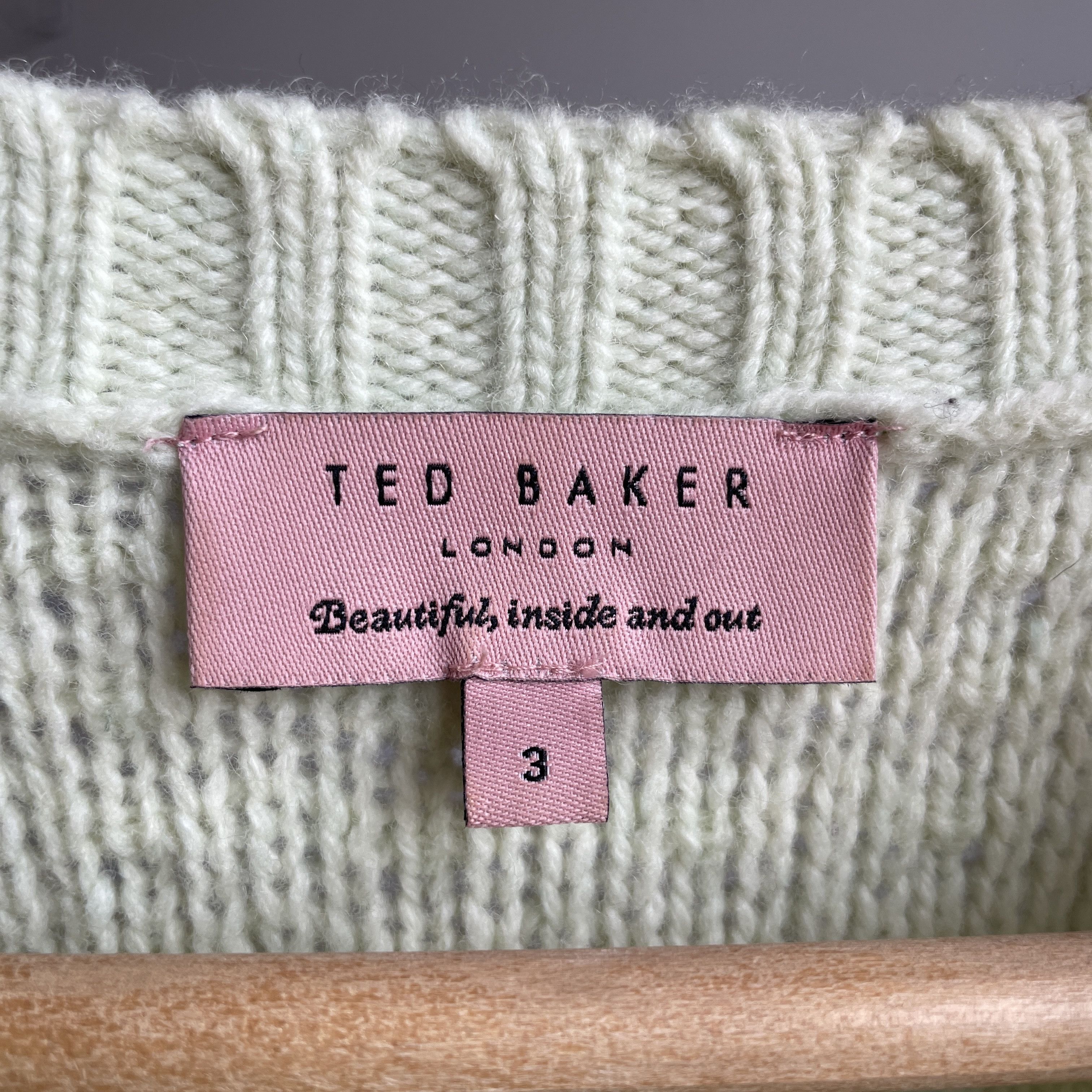 Ted Baker Ted Baker WMN Wahis Mint Green Cable Knit Lambswool Sweater Size M / US 6-8 / IT 42-44 - 6 Thumbnail