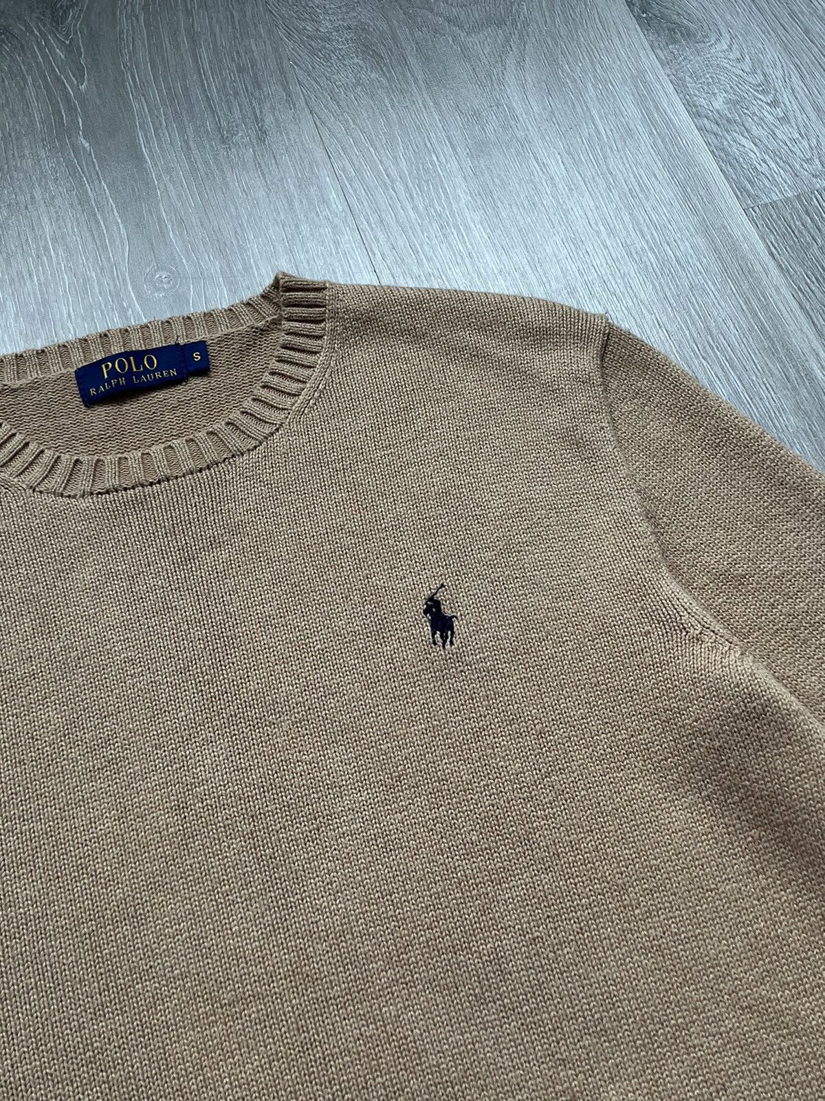 Polo Ralph Lauren × Vintage Vintage Polo Ralph Lauren Beige Knitted Sweater Mini Logo Size US S / EU 44-46 / 1 - 4 Thumbnail