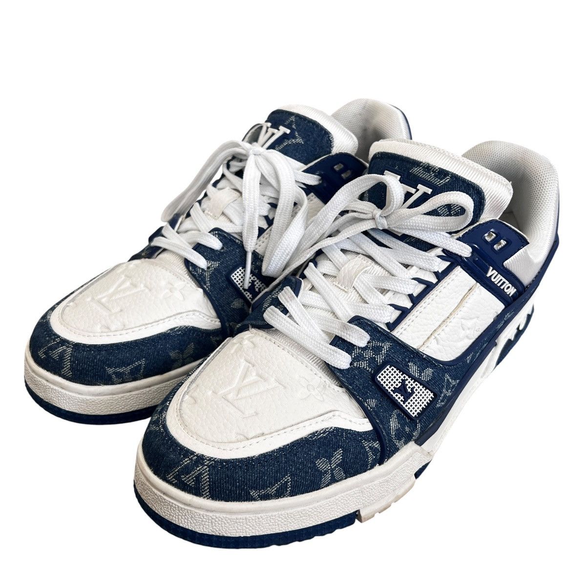 Louis Vuitton LOUIS VUITTON Monogram Denim LV Trainer Sneakers 43 Size US 10 / EU 43 - 1 Thumbnail