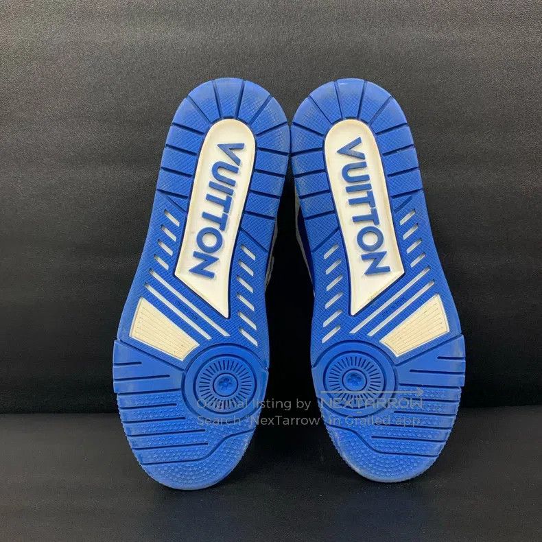 Louis Vuitton Louis Vuitton Trainer white and blue embossed low-top boar Size US 6 / EU 39 - 8 Thumbnail