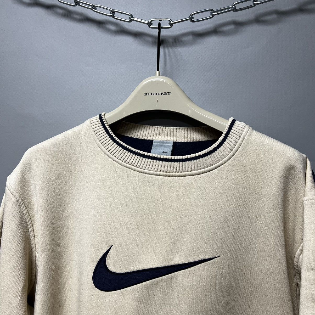 Nike Vintage Nike Beige Sweatshirt Cream Y2K Big logo Size US L / EU 52-54 / 3 - 2 Thumbnail