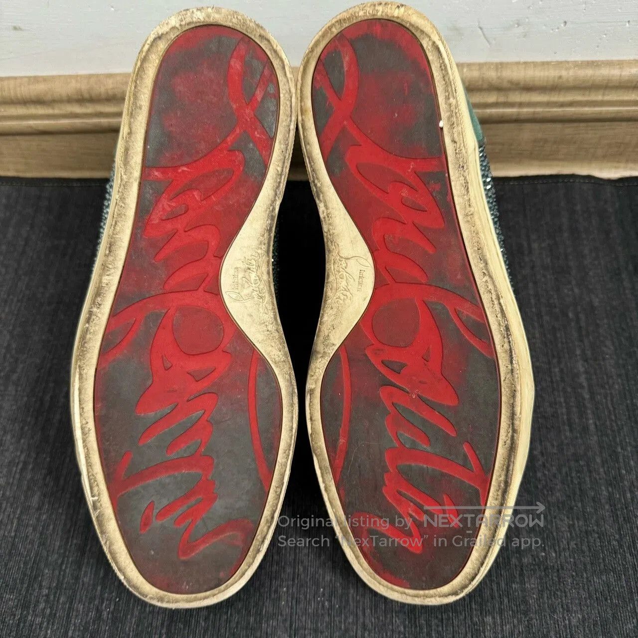 Christian Louboutin Christian Louboutin Green Suede High-Top Sneakers. Size US 8.5 / IT 38.5 - 6 Thumbnail