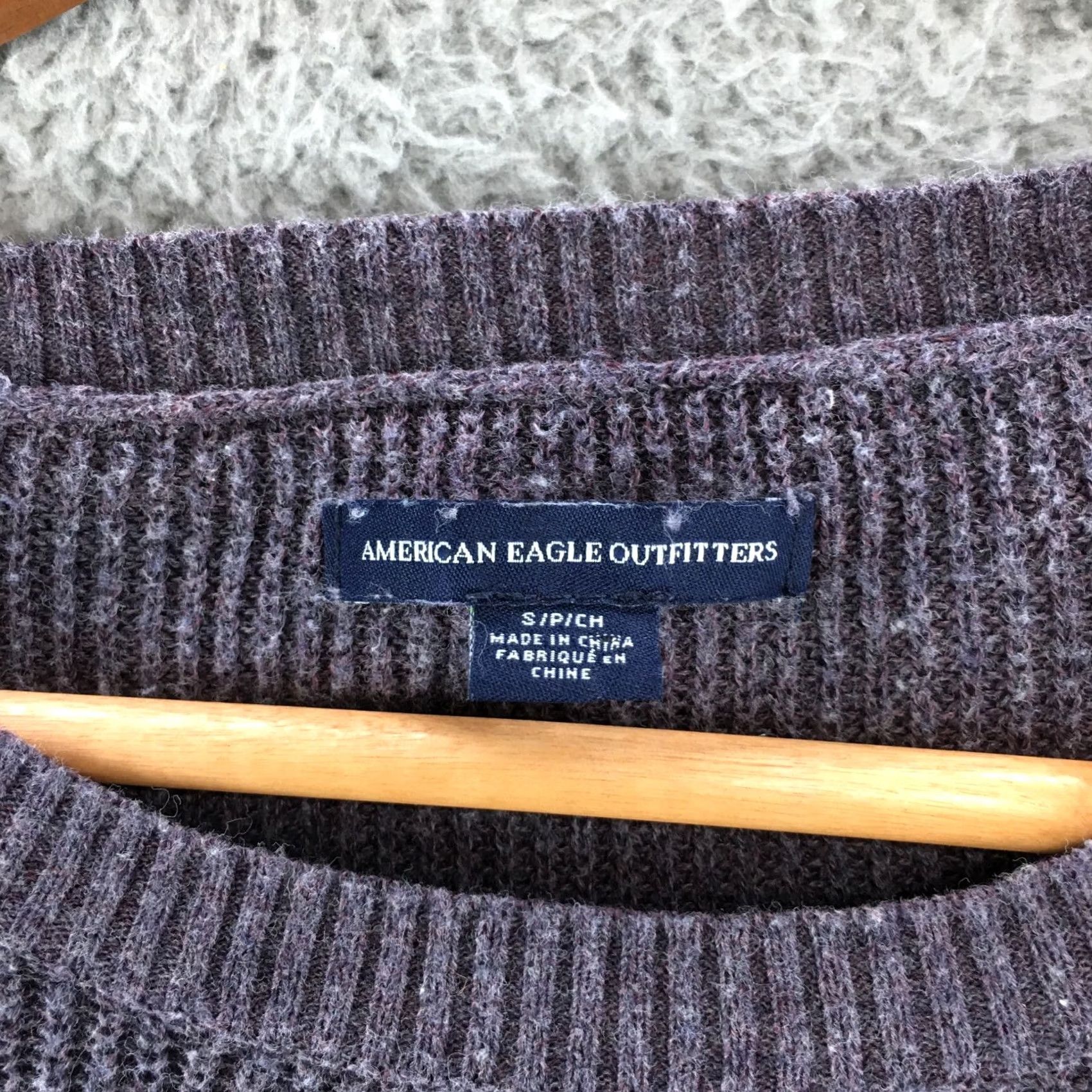 American Eagle Outfitters American Eagle Outfitters Sweater Shirt Womens S Purple Cotton Blend Knit Open Sleeve Crew Neck Pullover Classic Knit Size S / US 4 / IT 40 - 6 Thumbnail