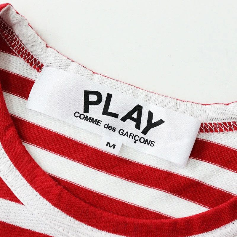 Comme des Garcons PLAY T-Shirts Cotton Long Sleeve Crewneck Stripe Red Size US M / EU 48-50 / 2 - 6 Thumbnail