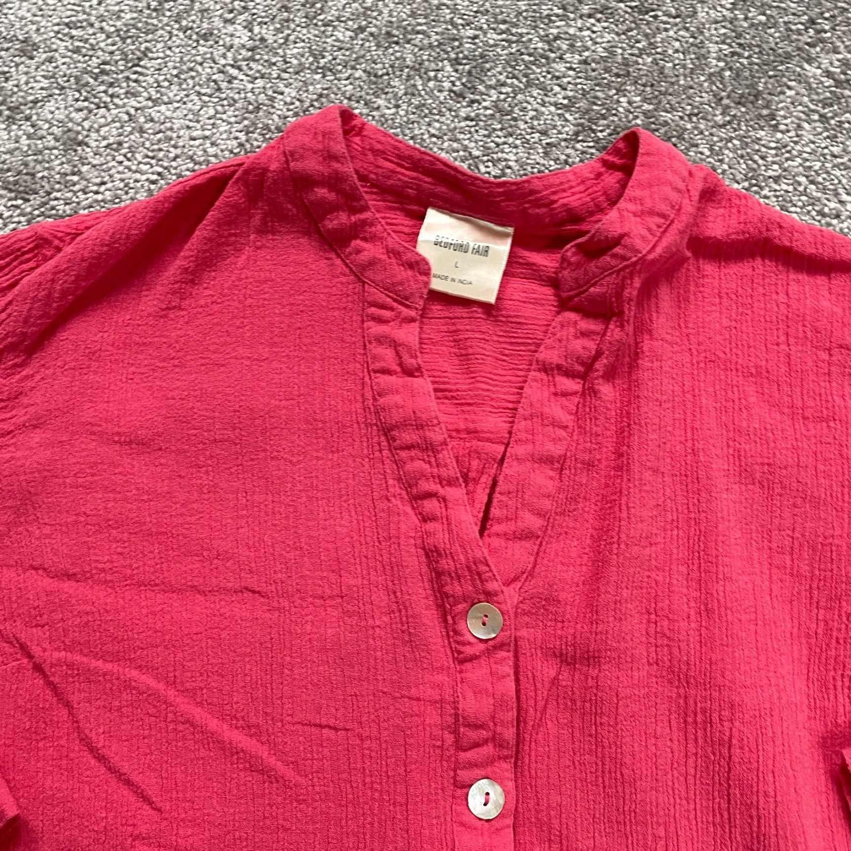 Pinko VINTAGE Bedford Fair Blouse Shirt Womens Large Pink 3/4 Sleeve Cotton Knit Casual Top Adult Large Pink Classic Womens Size L / US 10 / IT 46 - 4 Thumbnail