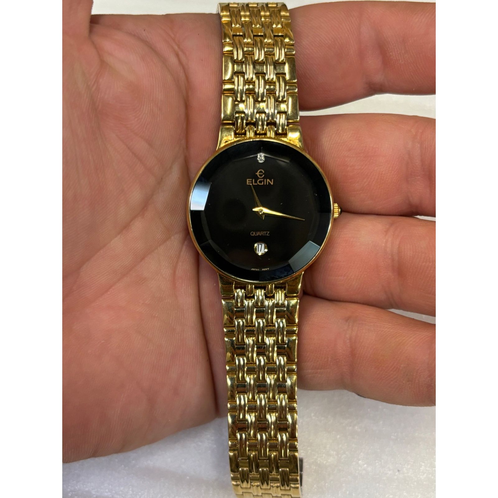 Elgin National Watch Company Elgin FM178 Beveled Face Gold Tone Men’s Watch! New Battery! Size ONE SIZE - 4 Thumbnail