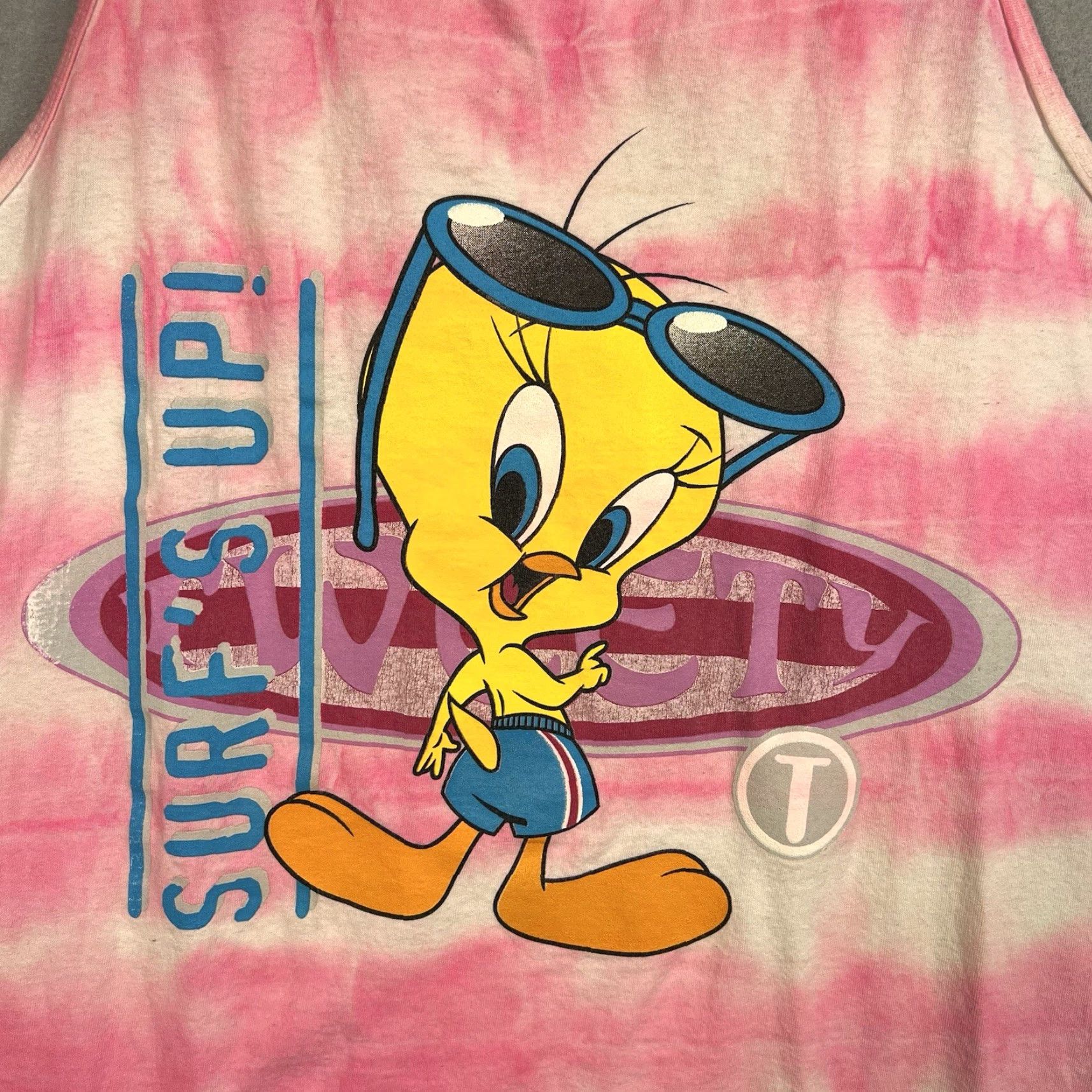 Vintage VINTAGE 90s Looney Tunes Tweety Bird Surf Beach Tank Top Womens XL Pink Cotton Summer/Beach Size XL / US 12-14 / IT 48-50 - 4 Thumbnail